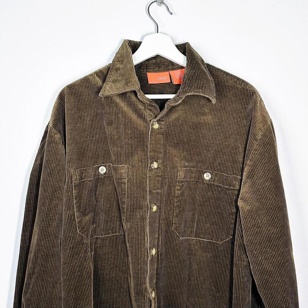 Vintage Jeep Long Sleeve Corduroy Shirt Brown Size Large